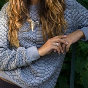 SANDRO Gray Tac Top Long Sleeve Textured Sz 2 Medium EUC